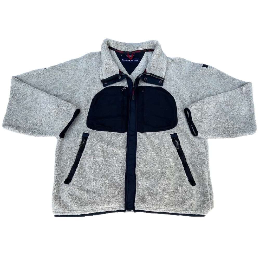 Vintage Tommy Hilfiger Beige Mountain Rescue Fleece Zip Up Fleece Sweater